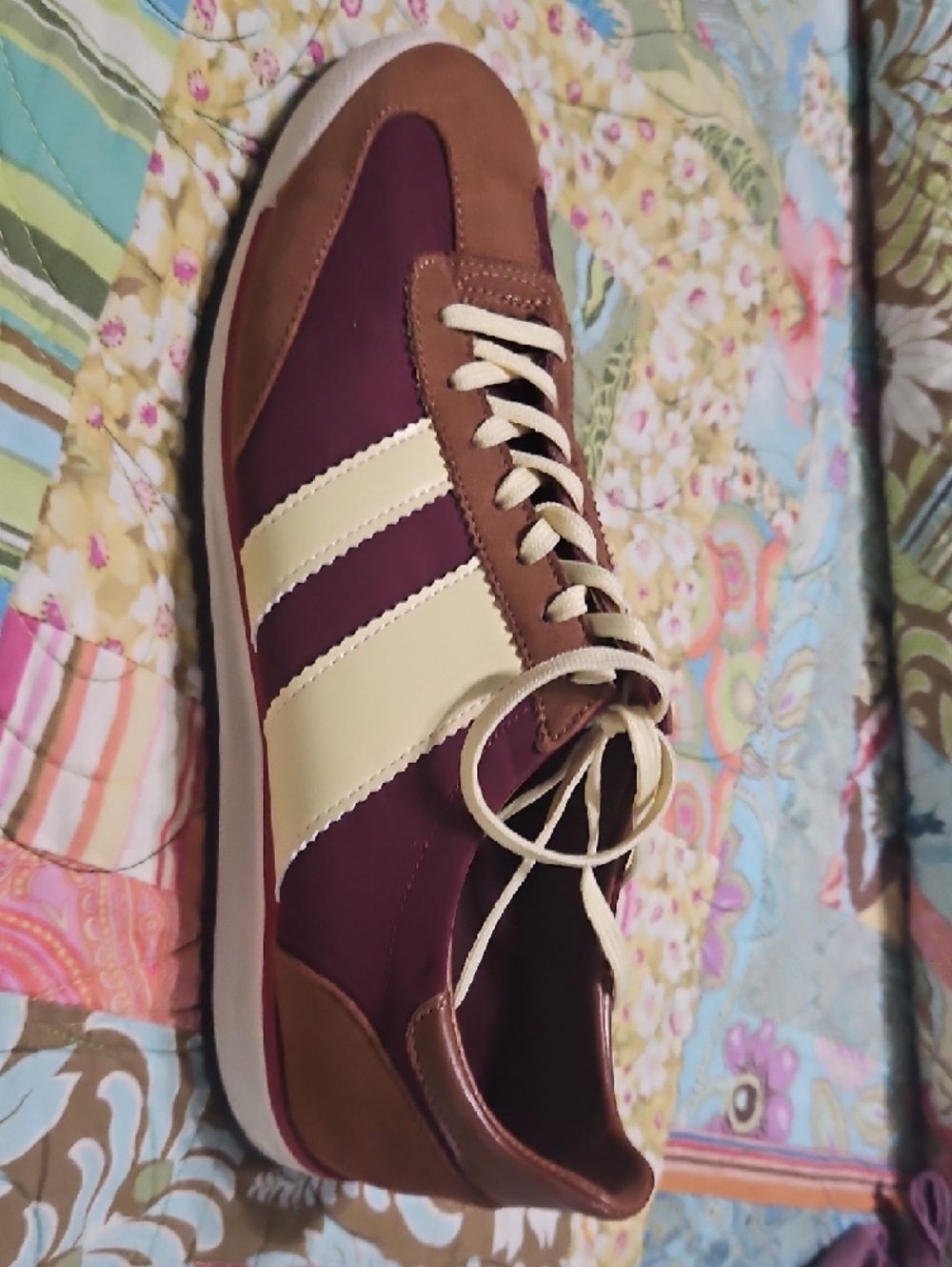 Madden Girl Maroon,‎ Cream & Brown Retro Lace-Up Sneakers - Picture 6 of 7